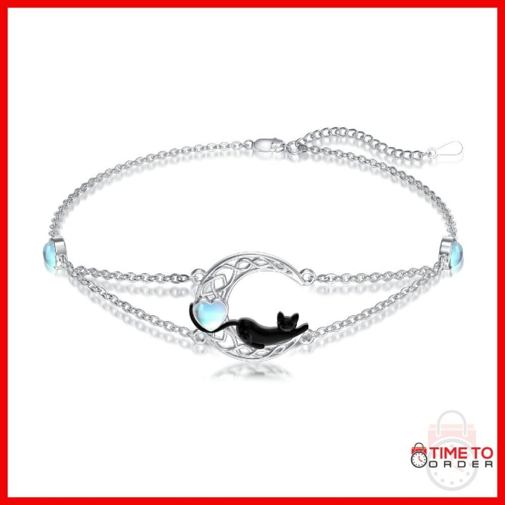 925 Sterling Silver Anklet with Adjustable Chain Good Luck Jewelry